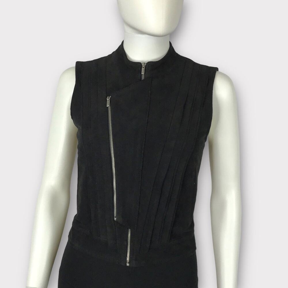 BCBGMaxAzria Black Vest Faux Suede Biker Style Zippered XS